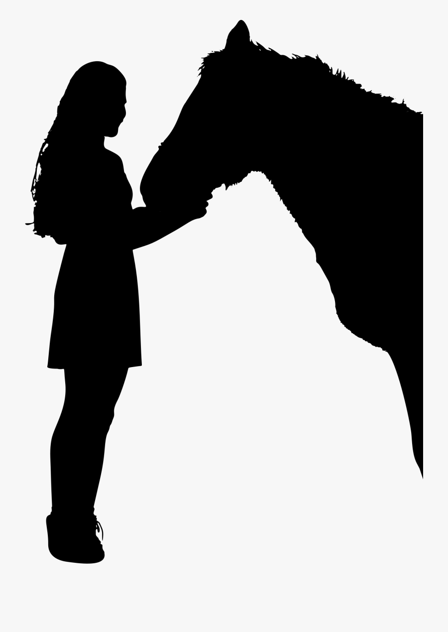 Girl And Horse Silhouette - Girl Riding Horse Silhouette, Transparent Clipart