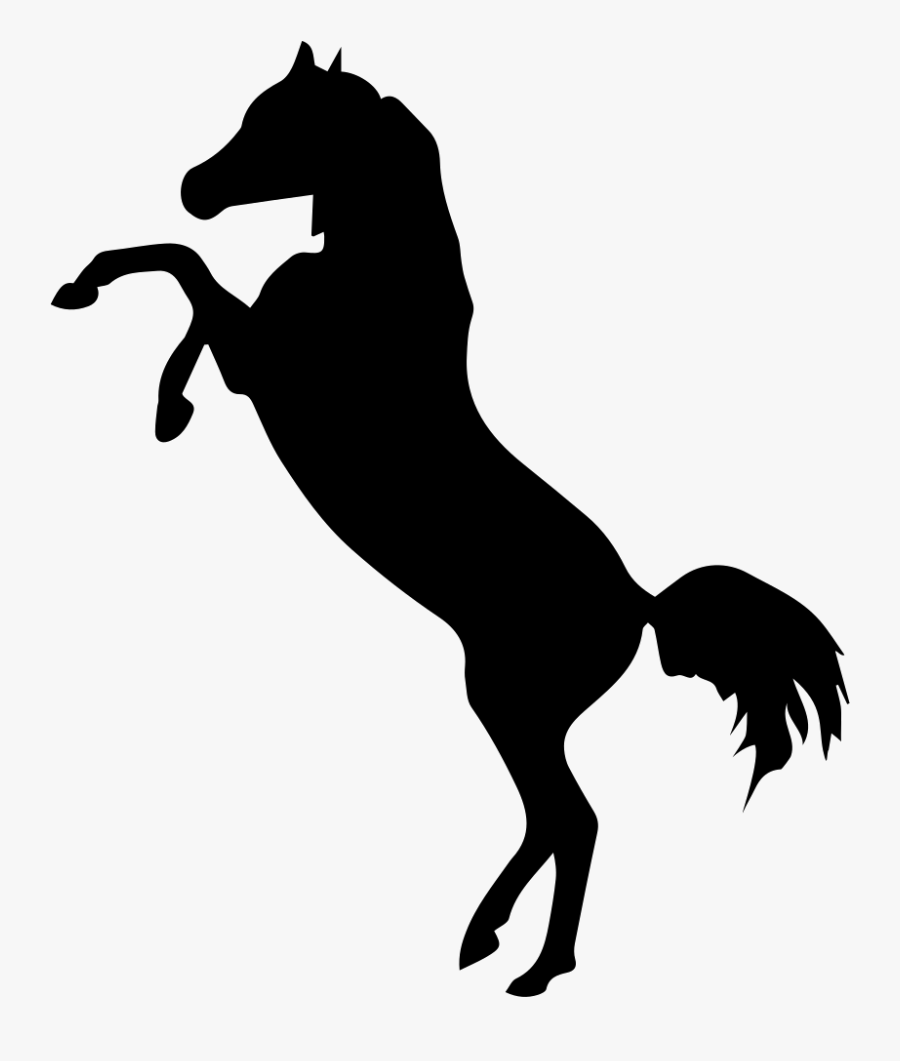 Horse Standing On Two Back Paws Black Side View Silhouette - Black Horse Standing On Two Legs, Transparent Clipart