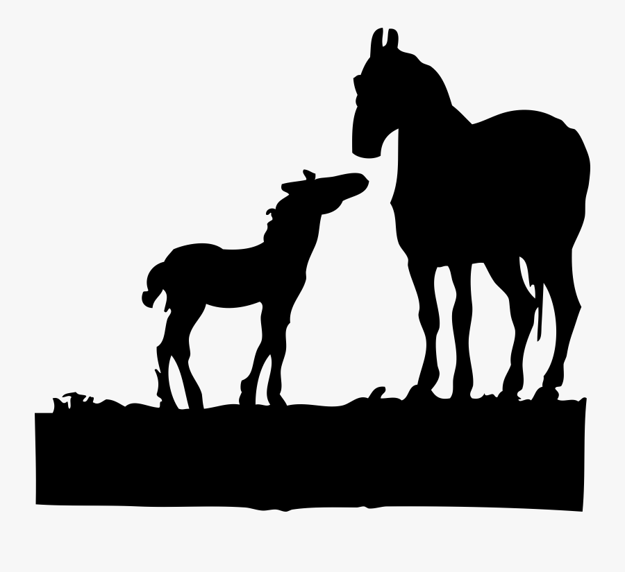 Jumping Horse Silhouette 18, - Mare And Foal Silhouette, Transparent Clipart