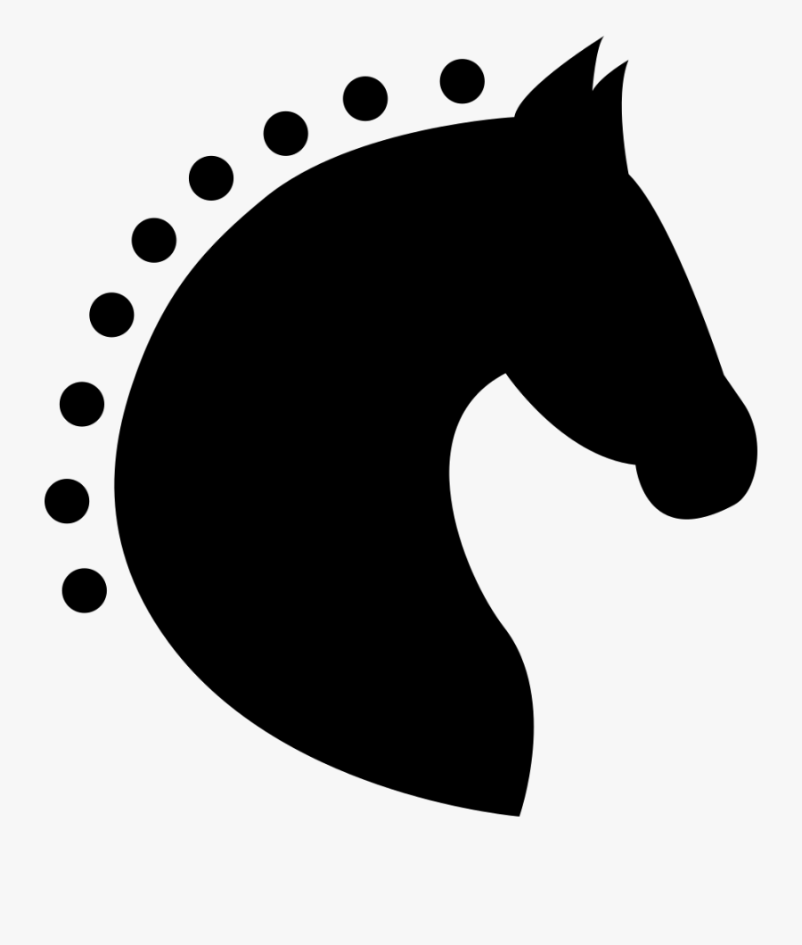 Head Horse Silhouette Side View With Horsehair Of Dots - Silueta De Cabeza De Caballo, Transparent Clipart
