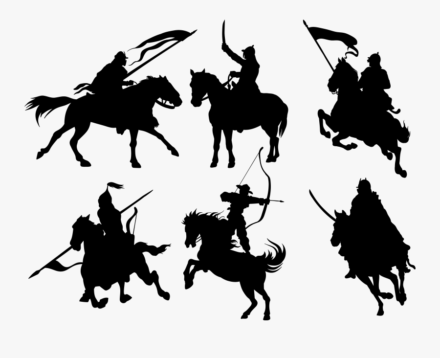 Euclidean Vector Horse Silhouette Illustration - Warrior On Horse Silhouette, Transparent Clipart
