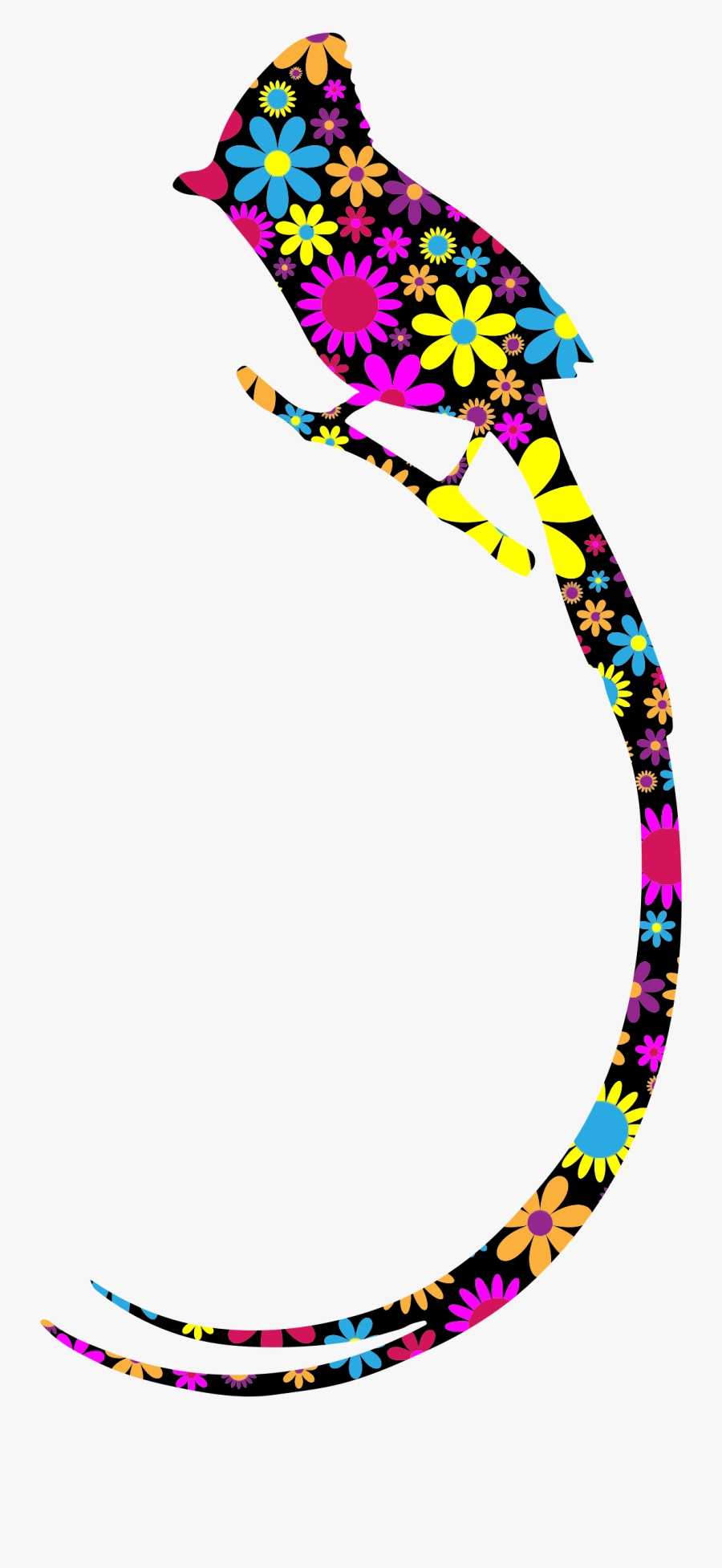 Floral Long Tailed Bird Silhouette Clip Arts - Portable Network Graphics, Transparent Clipart