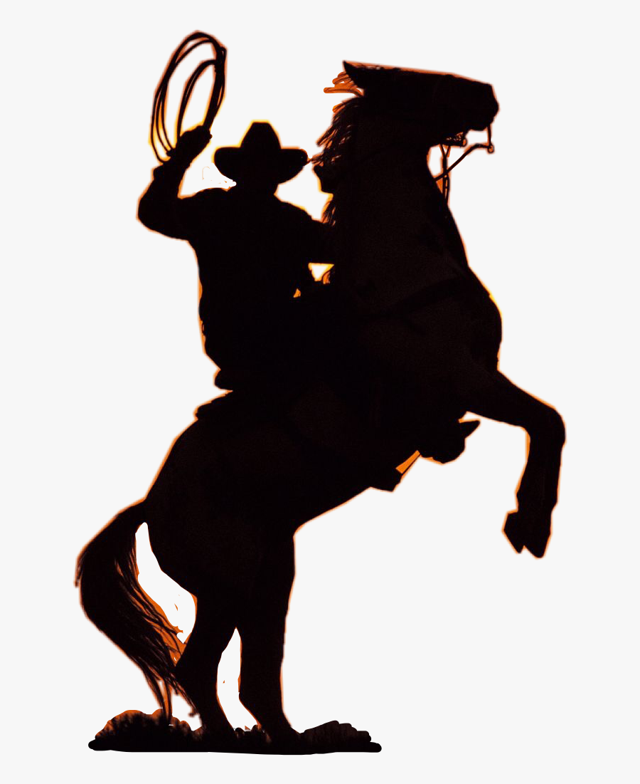 Cowboy Riding Horse Silhouette, Transparent Clipart