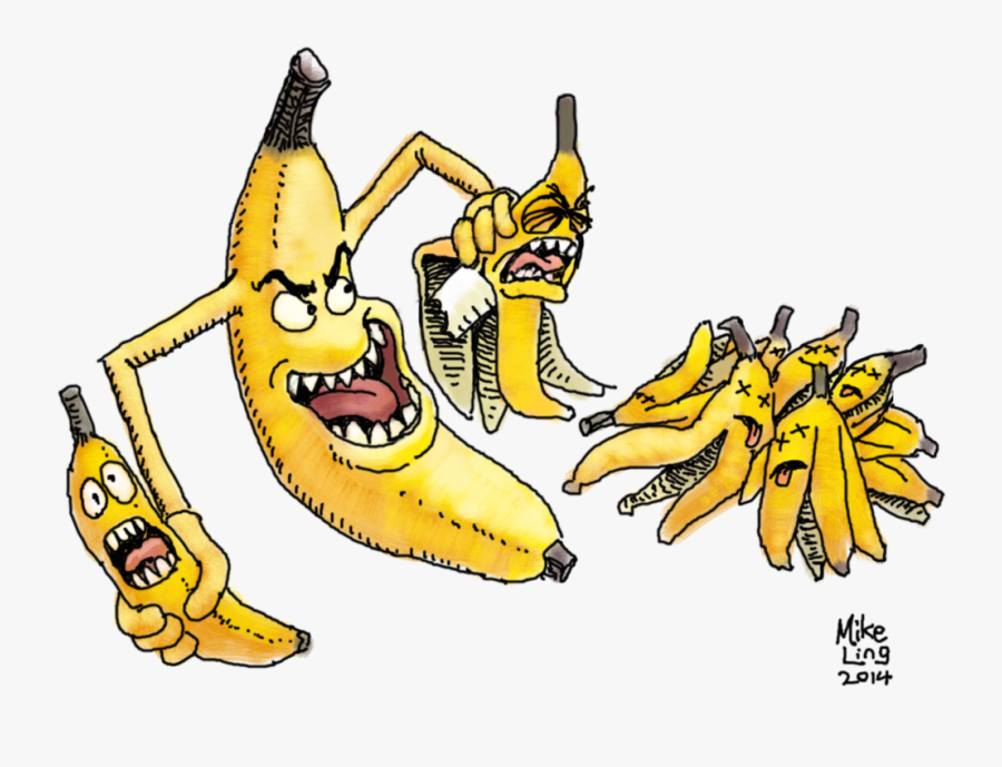 Evil Clipart Layman - Banana Eating Banana Drawing, Transparent Clipart