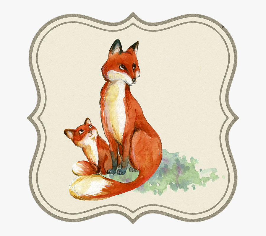 Clip Art Mommy And Jackal Animal - Vintage Hot Air Balloon Tags, Transparent Clipart