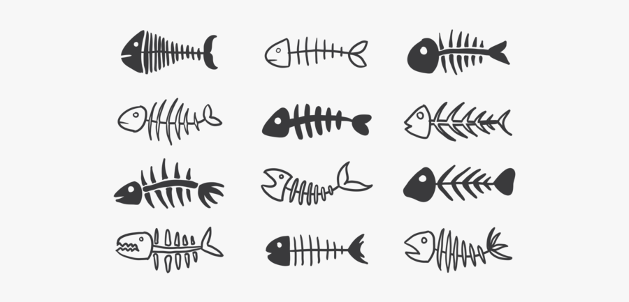 Fish Bone Vector Icon, Transparent Clipart