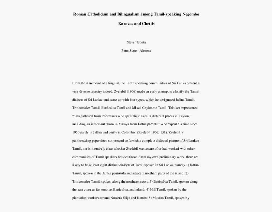 Pdf) Bilingualism Among The Tamil-speaking Roman Catholic - Scope Of Training And Development Statement, Transparent Clipart