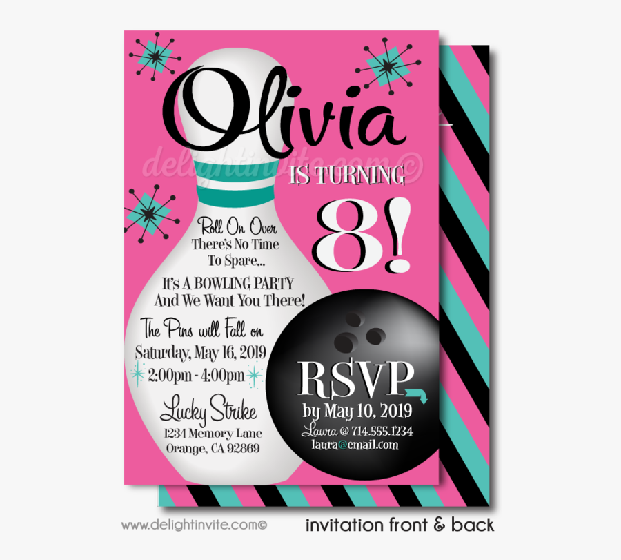 Clip Art Birthday Invitations Tagged Bowling - Graphic Design, Transparent Clipart