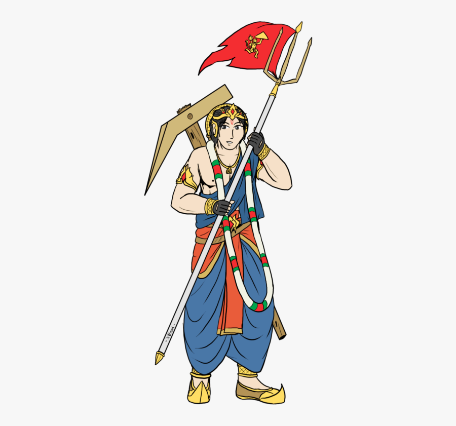 Lord Hanuman With Flag, Transparent Clipart