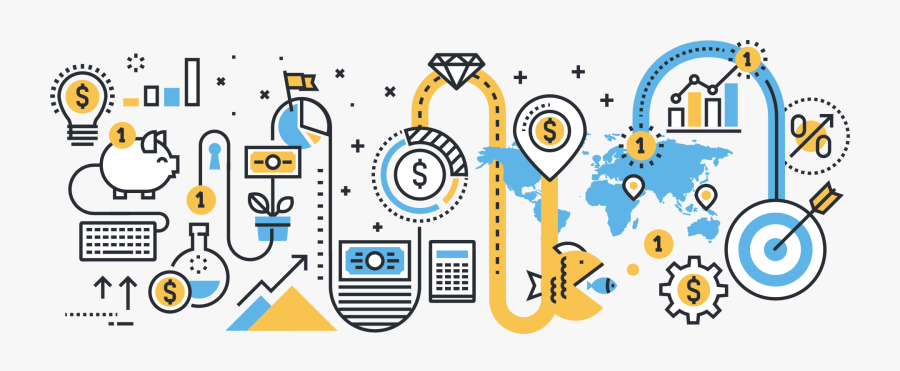 Finance Flat Line Design, Transparent Clipart