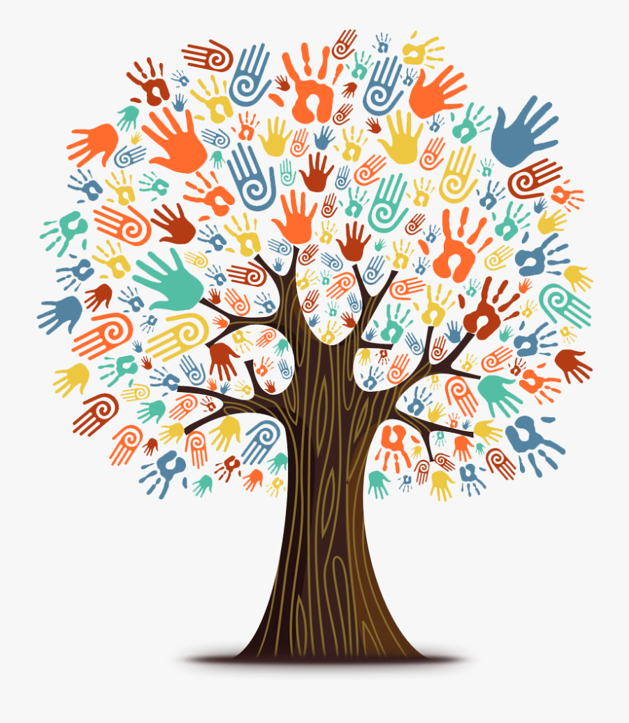 Tree With Hand Prints, Transparent Clipart