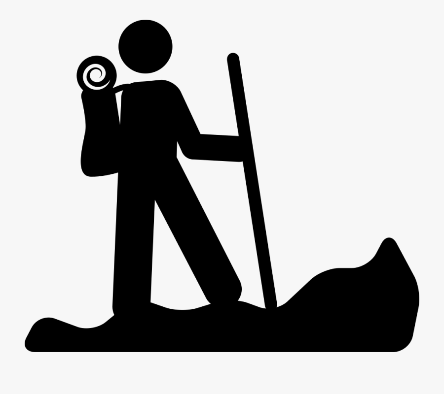 Hiking Person Silhouette With A Stick Svg Png Icon - Hiking Icon Png, Transparent Clipart