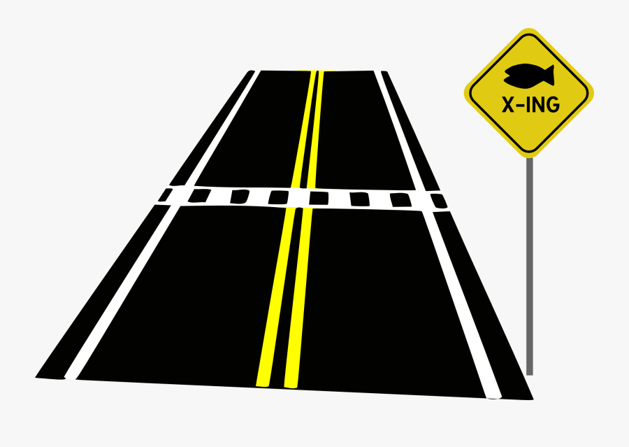 Road, Crossing, Crosswalk, Street, Sign, Warning - Clip Art Road With Car, Transparent Clipart