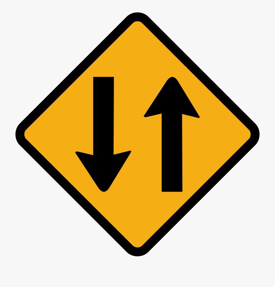 Two, Way, Traffic, Sign, Direction, Road, Street - Right Lane Ends Sign, Transparent Clipart