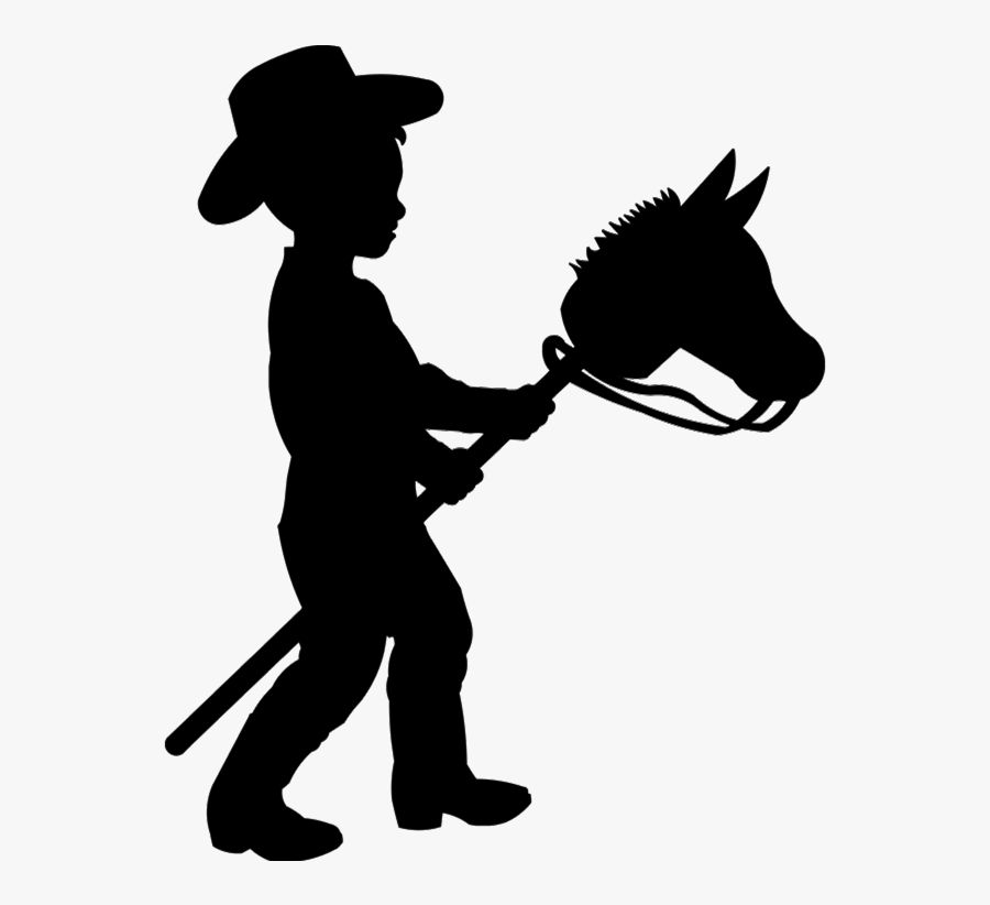 Boy On Stick Horse Silhouette, Transparent Clipart
