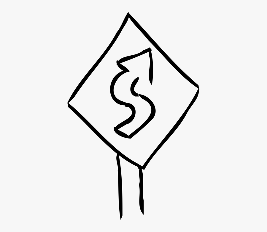 Vector Illustration Of Street Sign Winding Road Sign, Transparent Clipart