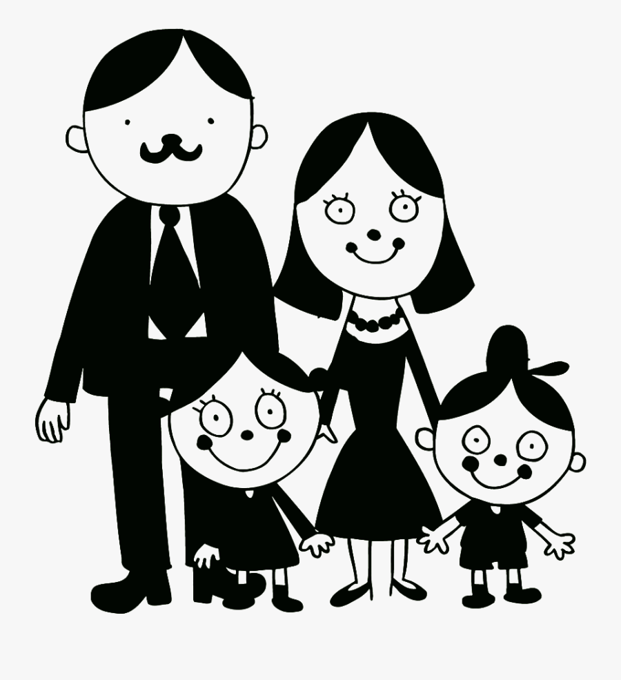 Clip Art Illustration Black And White - Familia Blanco Y Negro Dibujo, Transparent Clipart