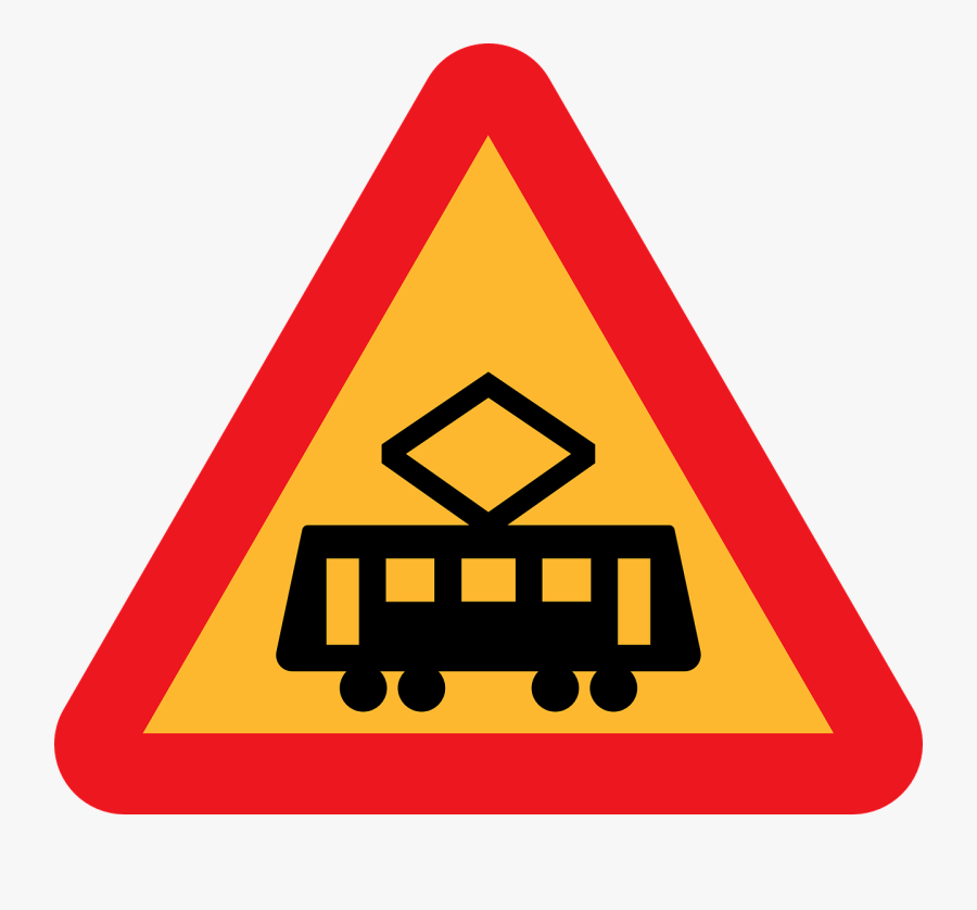 Tram Crossing Street Car Crossing Trolley Crossing - Tram Crossing Sign, Transparent Clipart