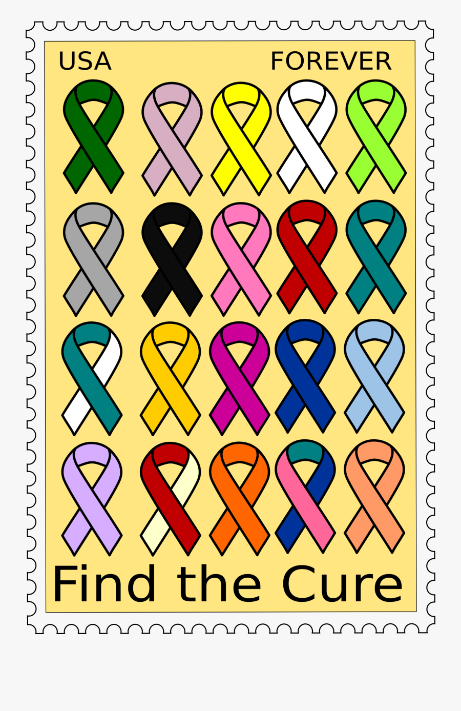 Cancer Ribbons Stamp Clip Arts - All Cancer Ribbon Png, Transparent Clipart