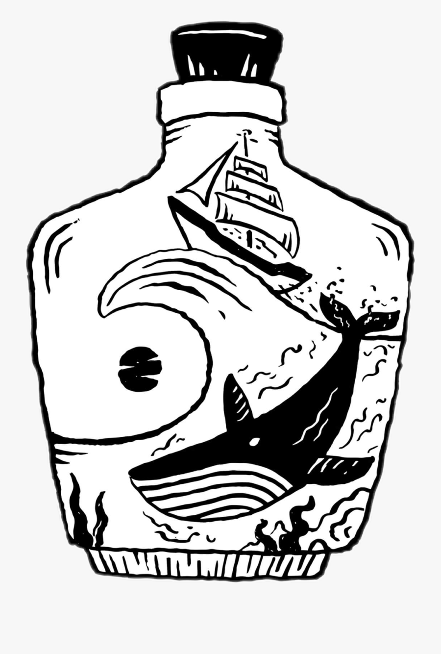 #sticker #bottleart #bottle #whale #sea #ocean #cool - Glass Bottle, Transparent Clipart