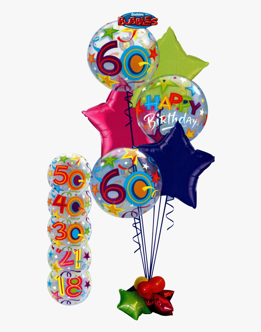 60th Birthday Stars Bubble Deluxe - Globos En Forma De Estrella, Transparent Clipart