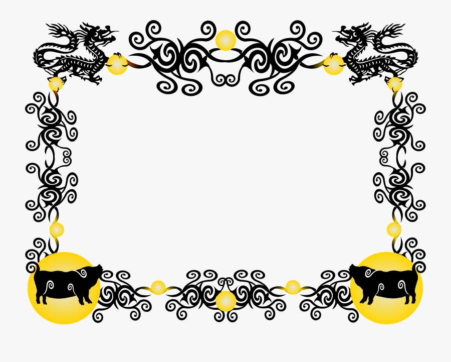 Chinese New Year Pig Borders Clipart - Chinese Dragon Border Png, Transparent Clipart