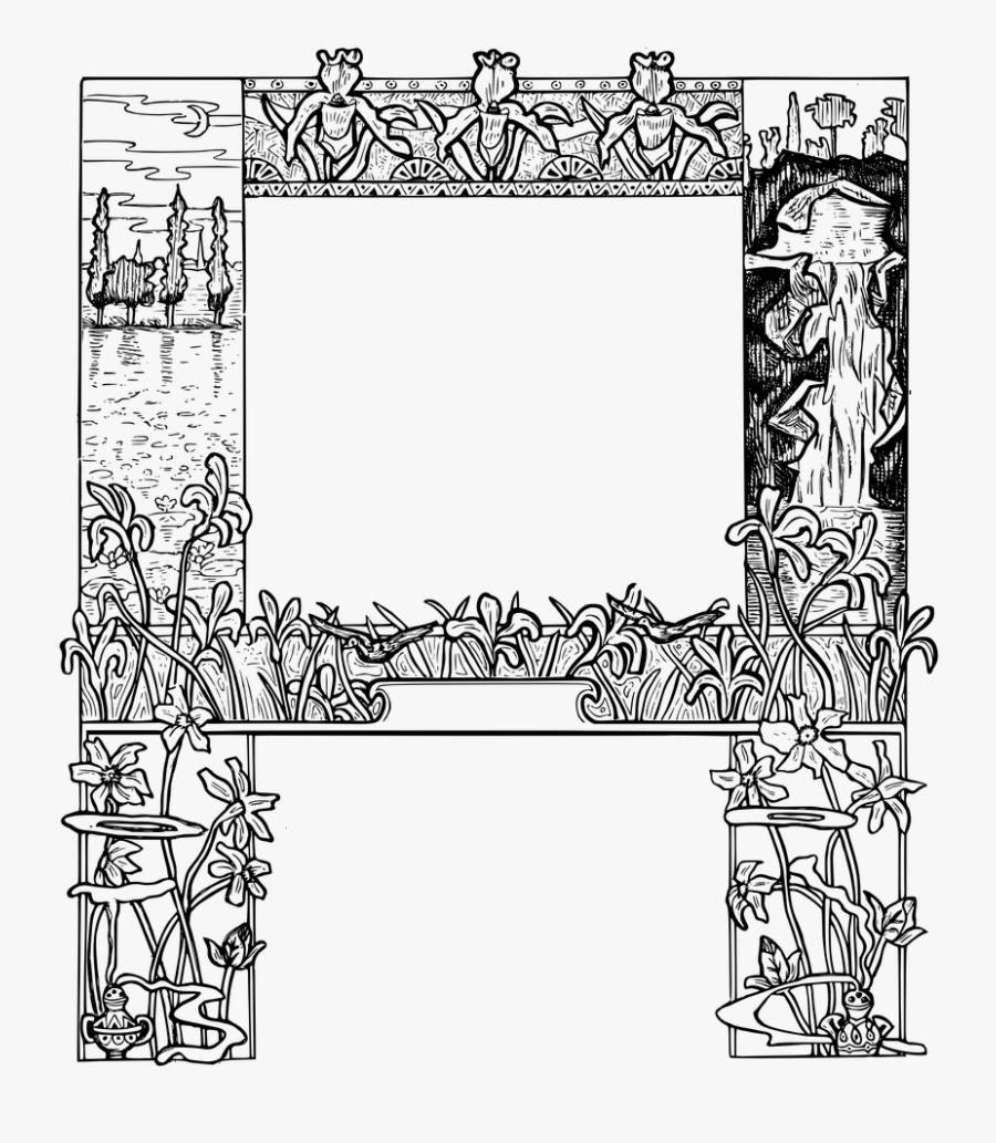 Fall Harvest Border Lineart - Line Art, Transparent Clipart