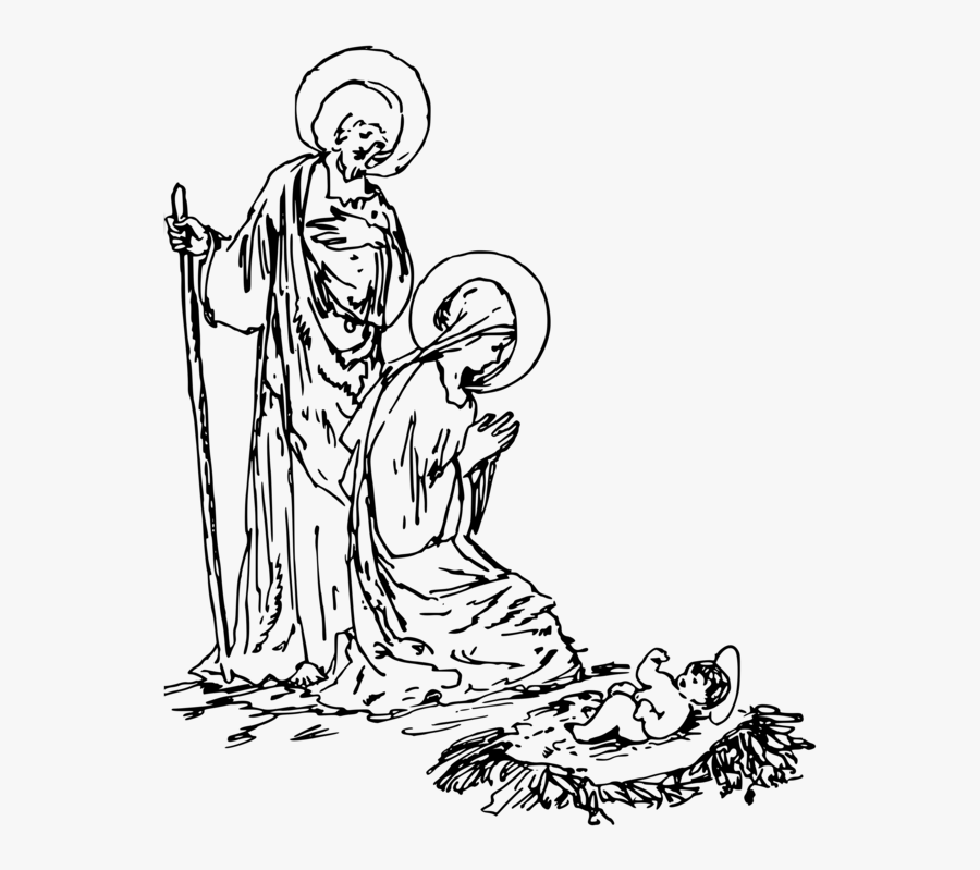 Clipart Freeuse Stock Nativity Drawing Scene - Nativity Scene Drawing, Transparent Clipart