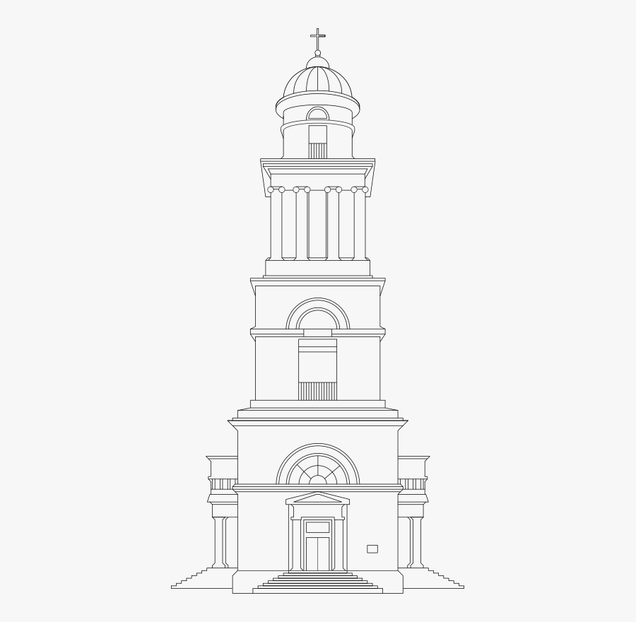 Nativity Cathedral Belltower Vector Tracing, Chisinau, - Arch, Transparent Clipart