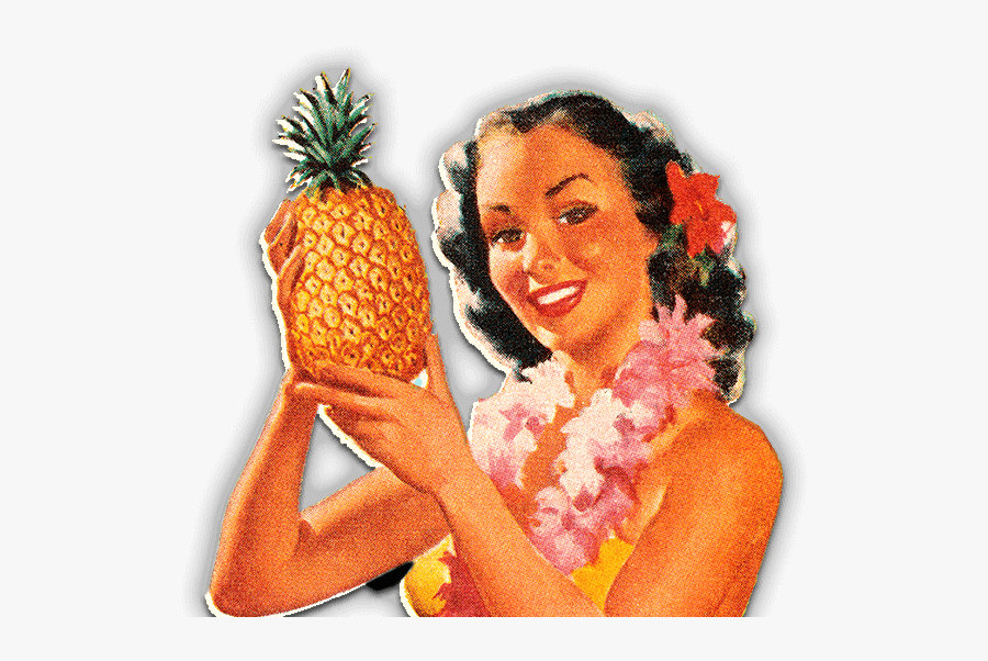 Vintage Hawaiian Girl Surfing, Transparent Clipart