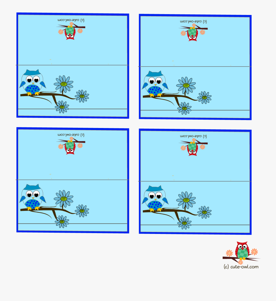Free Printable Owl Party Place Cards - Surfing, Transparent Clipart