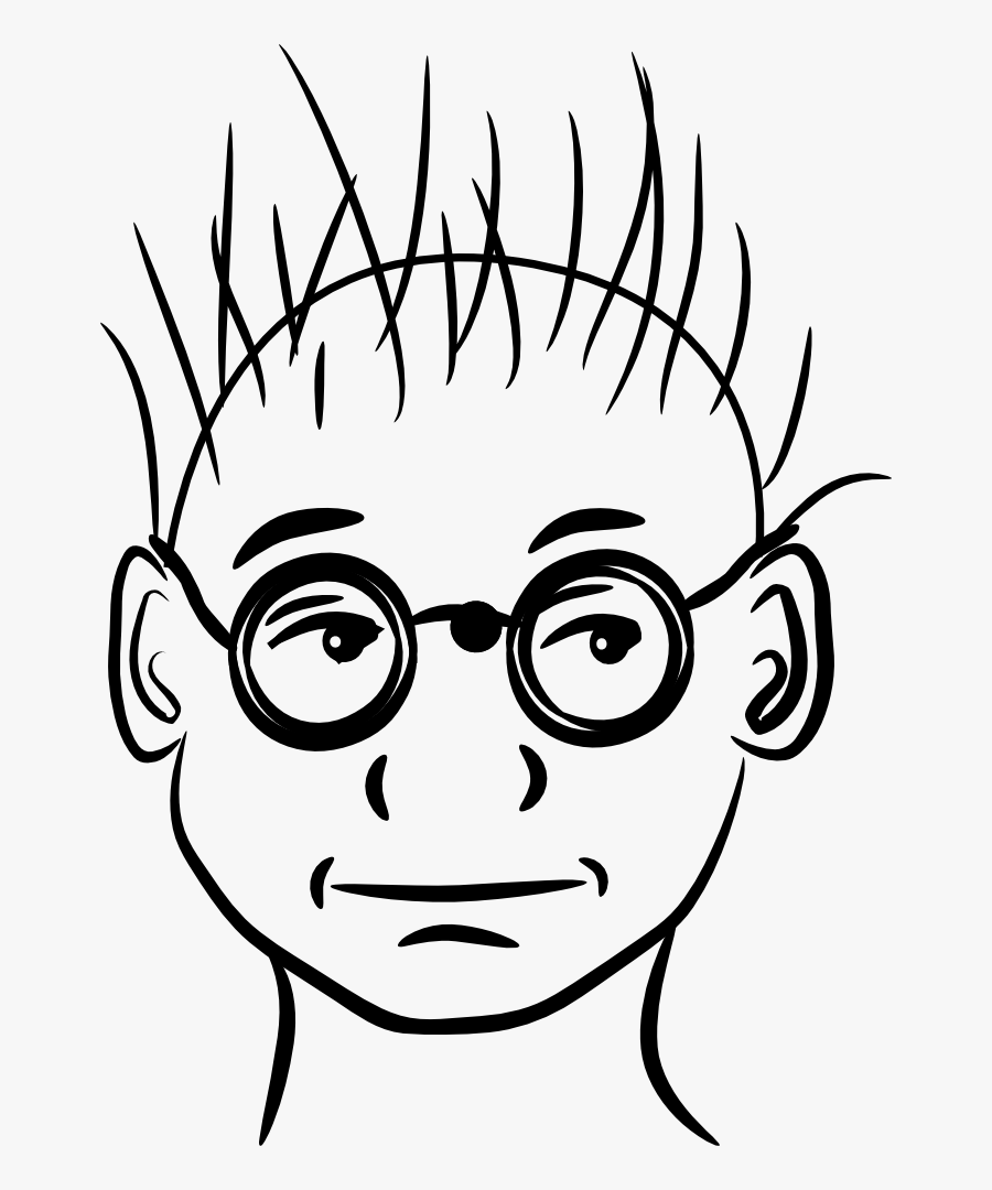 Line Face Boy Scientist Svg Vector File, Vector Clip - Cartoon Drawing Boy With Glasses, Transparent Clipart