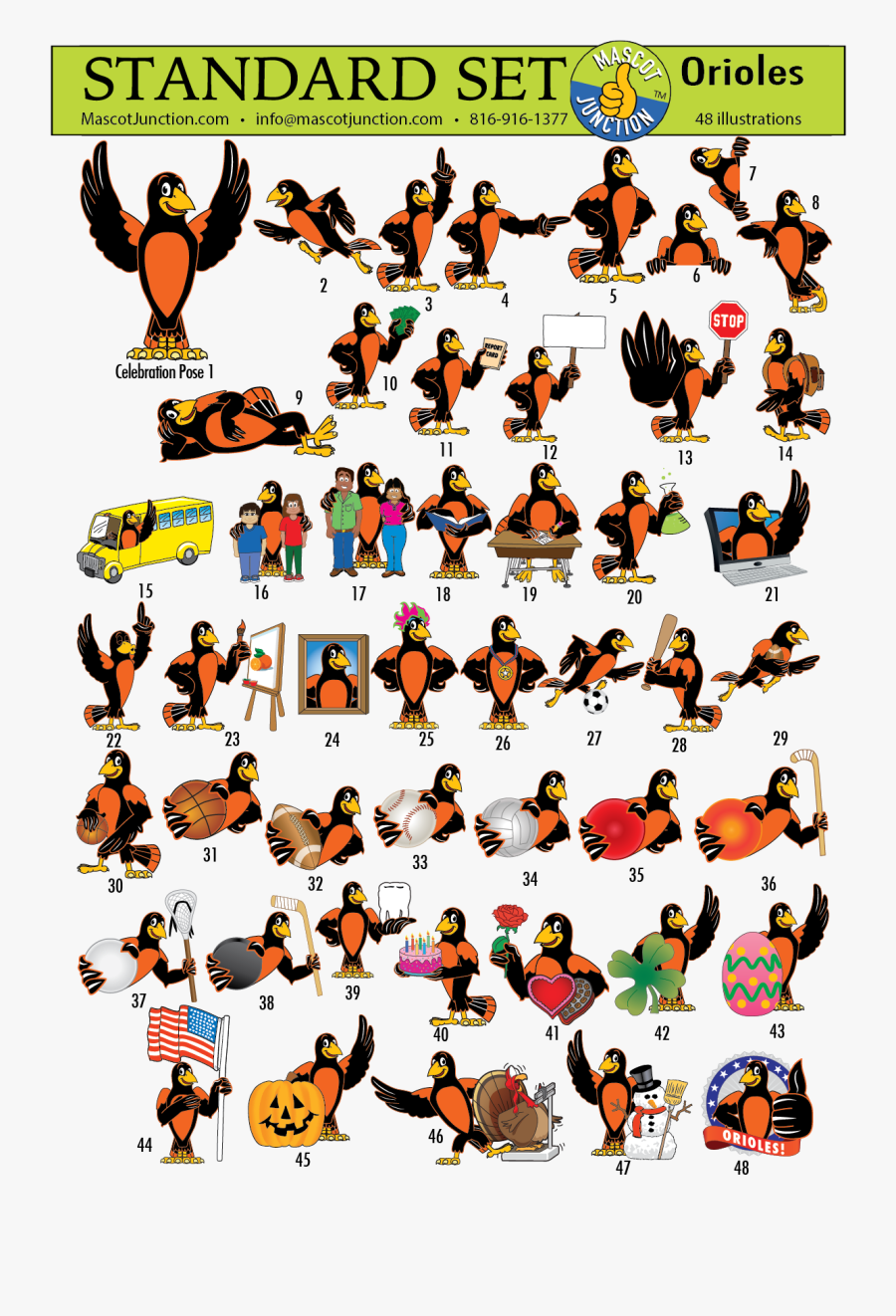 Oriole Mascot Clip Art, Transparent Clipart