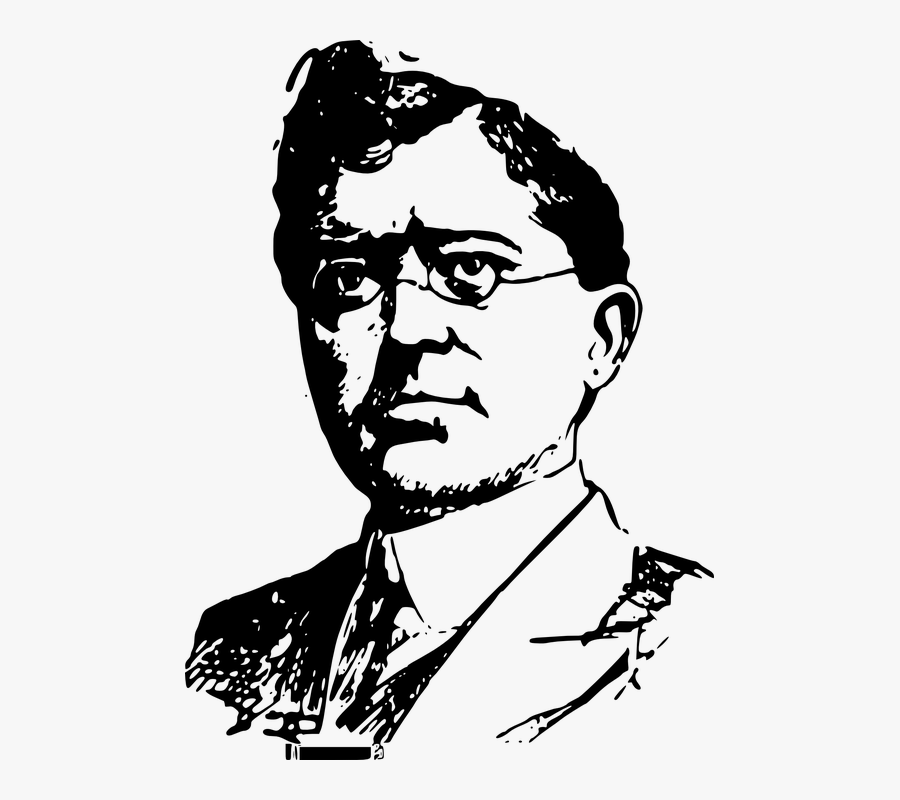 Man, Portrait, Black And White, Face, Head, Specs - Black And White Face Vector, Transparent Clipart