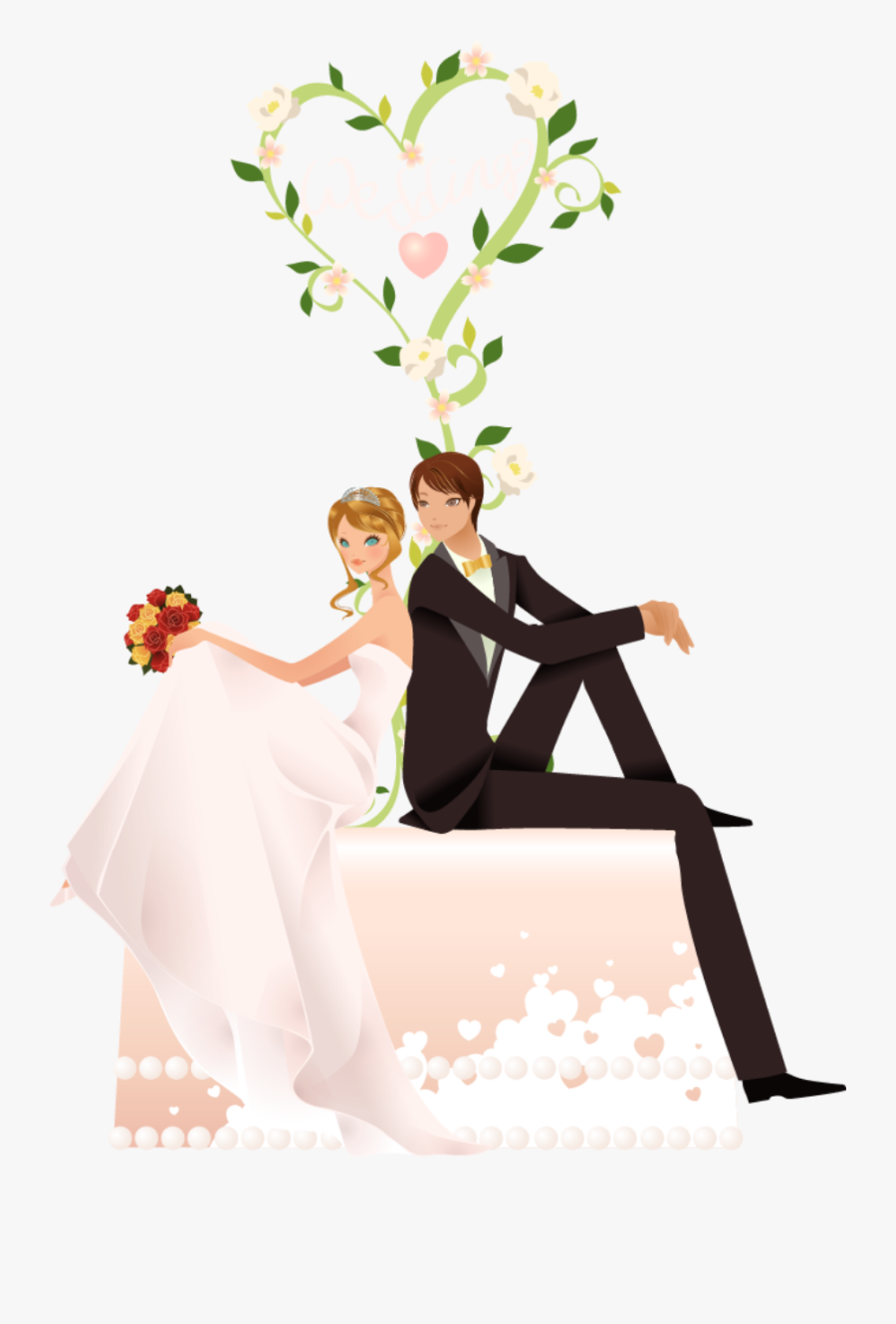 #wedding #couple #bride #love #feeling #feels #sitting - Wish U Happy Marriage Life, Transparent Clipart