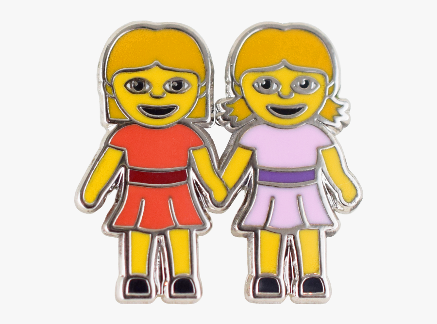 Emoji Girls Holding Hands, Transparent Clipart