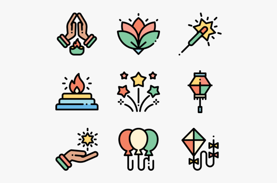 Diwali - Elderly Flat Icon, Transparent Clipart