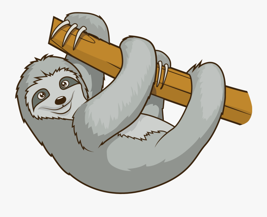 Transparent Sloth Clipart - Gray Sloth Cartoon, Transparent Clipart