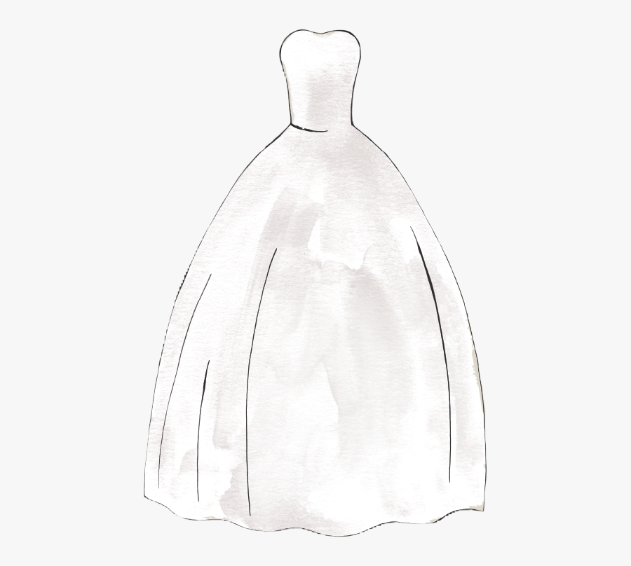 Ball Gown Silhouette Sketch - Ball Gown Silhouette Dress, Transparent Clipart
