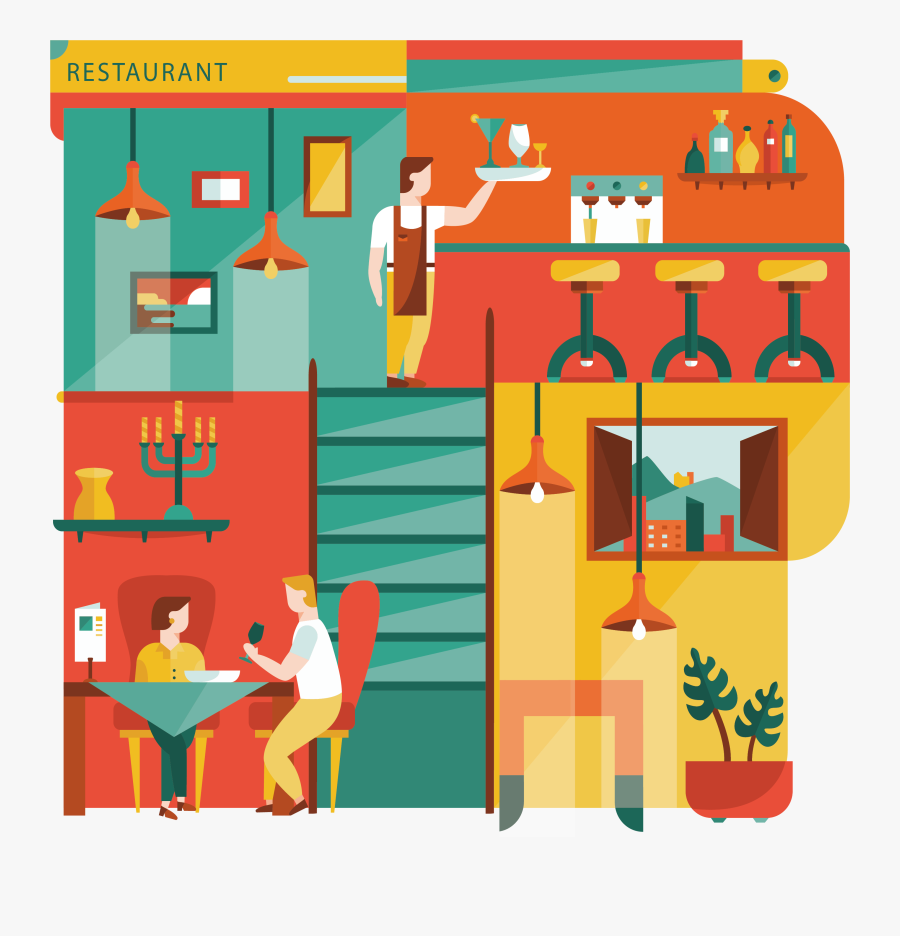 Clip Art Restaurant Illustration - Flat Design Character Restaurant, Transparent Clipart