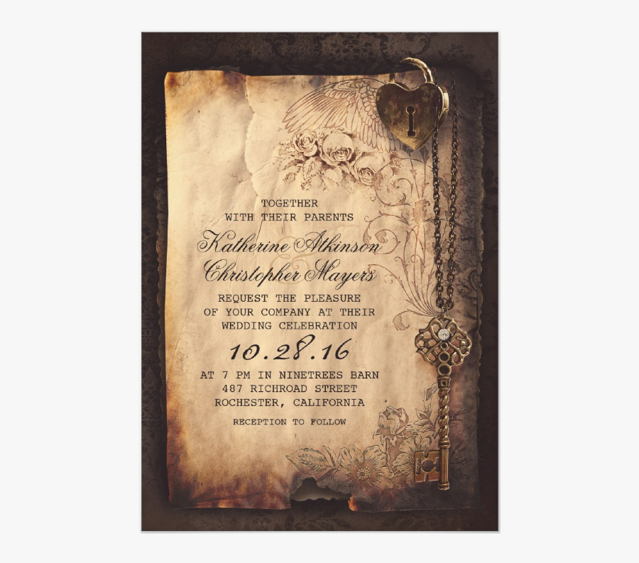 Clip Art Skeleton Wedding Invitations - Old Style Wedding Invitations, Transparent Clipart