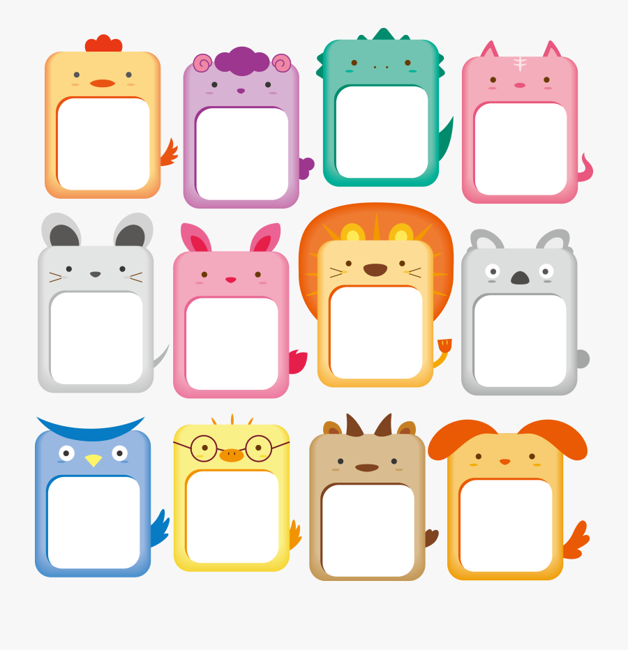Cute Animals Frame Collection Animal Drawing Clipart - Cute Animal Photo Frame, Transparent Clipart