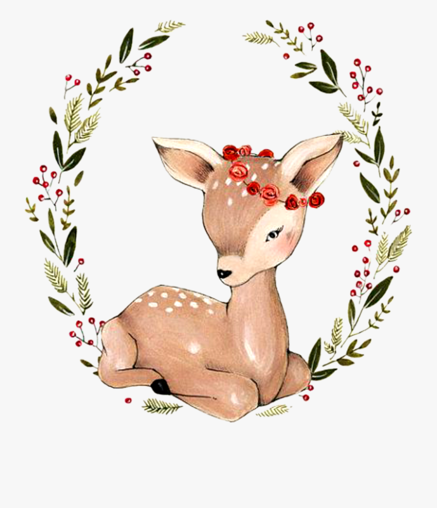 #deer #wreath #cute #animals #cutelittleanimals #cuteanimals - Woodland Birthday Invitation Template Free, Transparent Clipart