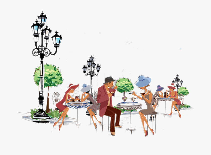 Street Cafe Drawing, Transparent Clipart