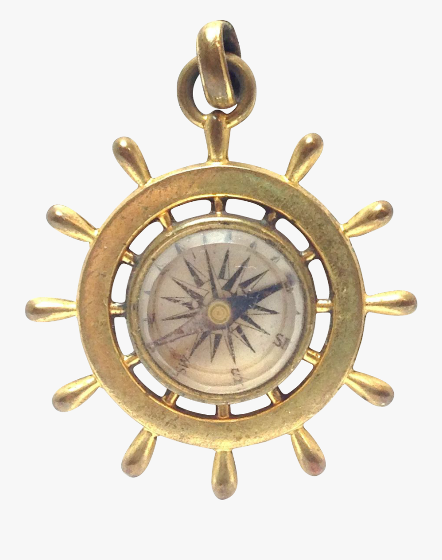 Antique Captains Wheel Charm Or Pendant - Brass, Transparent Clipart