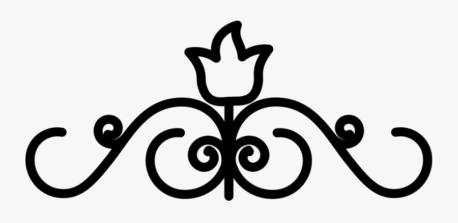 Floral Design With One Closed Central Flower On Top - Mirror Image Design Drawing, Transparent Clipart