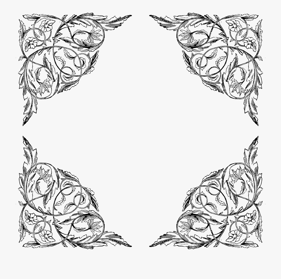 Corner Victorian Lace Border, Transparent Clipart