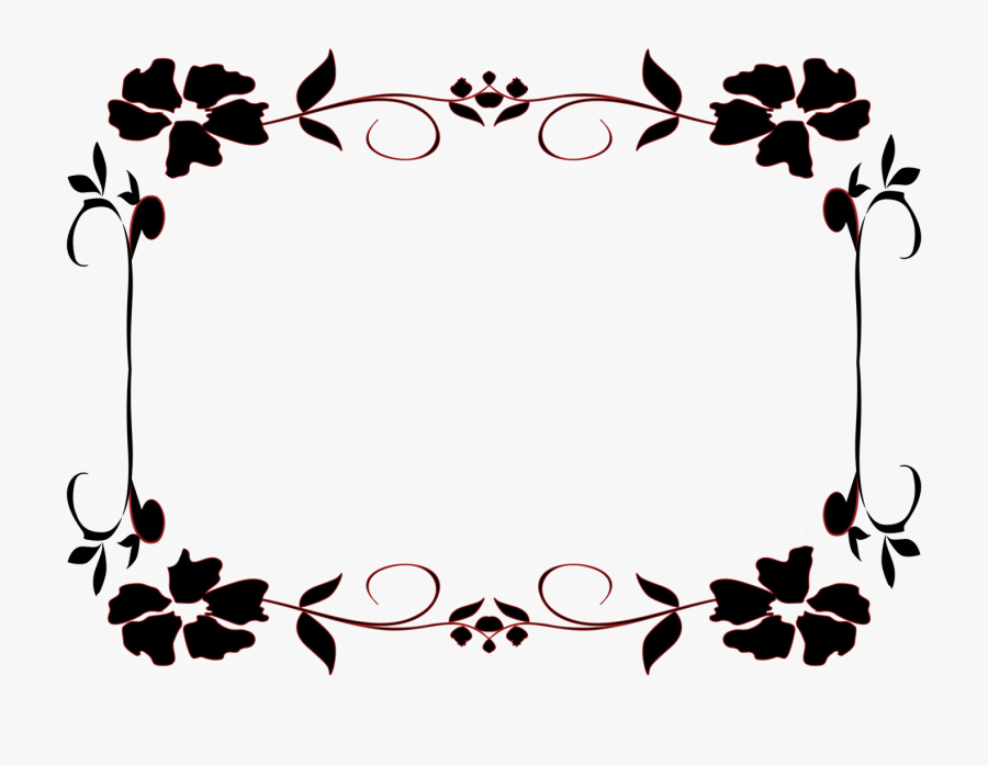 Floral Frame Png - Border Design Black And White Png, Transparent Clipart