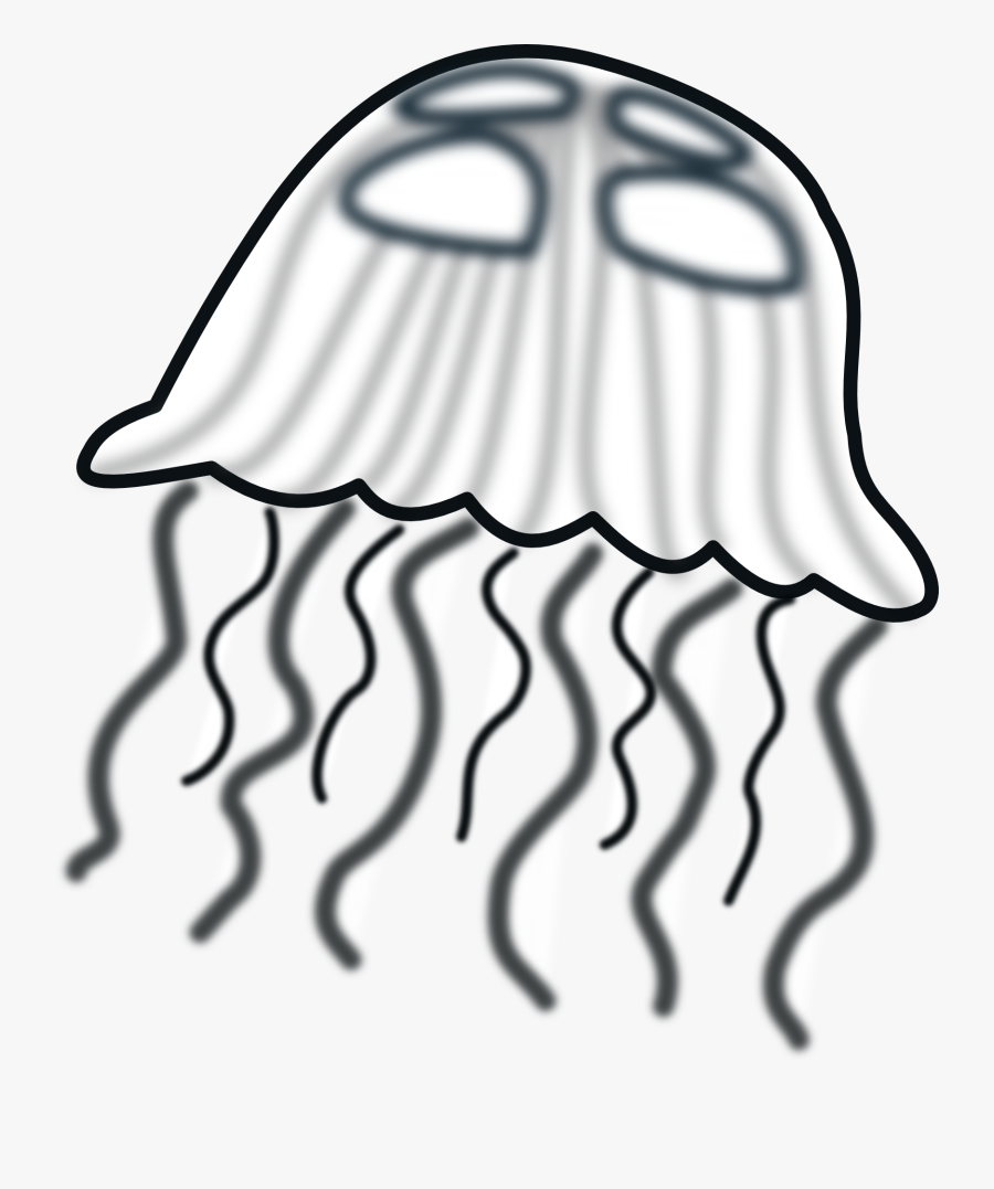 Jellyfish Black White Free Picture - Jelly Fish Clip Art, Transparent Clipart