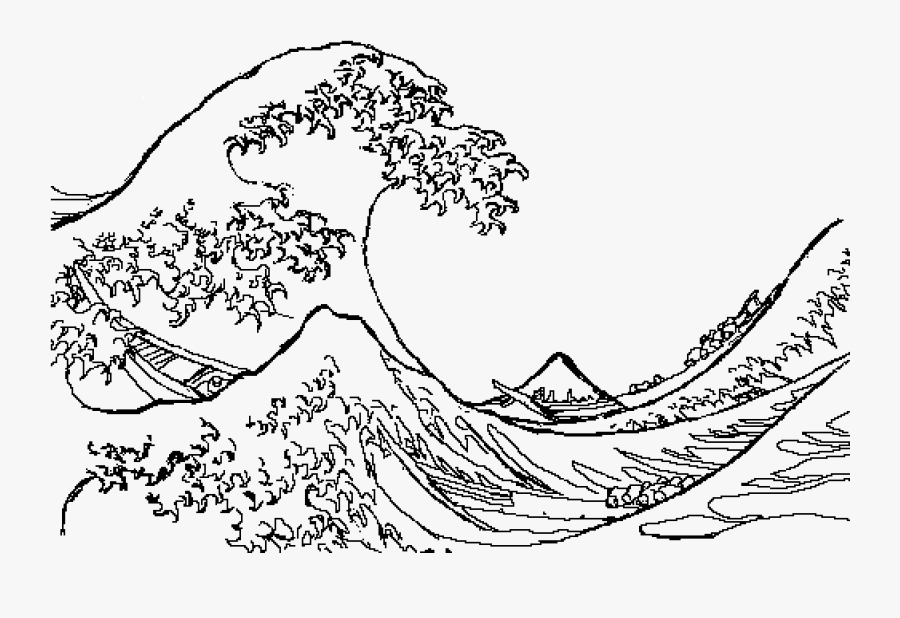 Sea Waves Png - Great Wave Line Drawing, Transparent Clipart